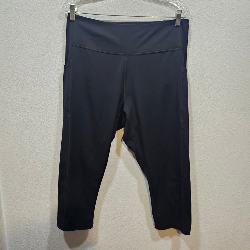 Tek Gear Ultrastretch Black Cropped Leggings XXL High Rise Activewear Pockets